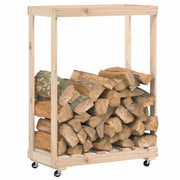 Vidaxl houtblokhouder met wielen 76,5x40x108 cm massief grenenhout - afbeelding 3