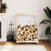 Vidaxl houtblokhouder met wielen 76,5x40x108 cm massief grenenhout - afbeelding 1