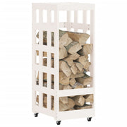 Vidaxl houtblokhouder met wielen 40x49x110 cm massief grenenhout wit - afbeelding 3