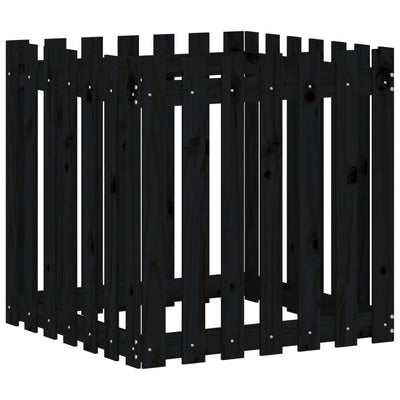 Vidaxl plantenbak met hekontwerp 70x70x70 cm massief grenenhout zwart