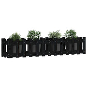 Vidaxl plantenbak verhoogd hekontwerp 150x30x30 cm grenenhout zwart - afbeelding 3