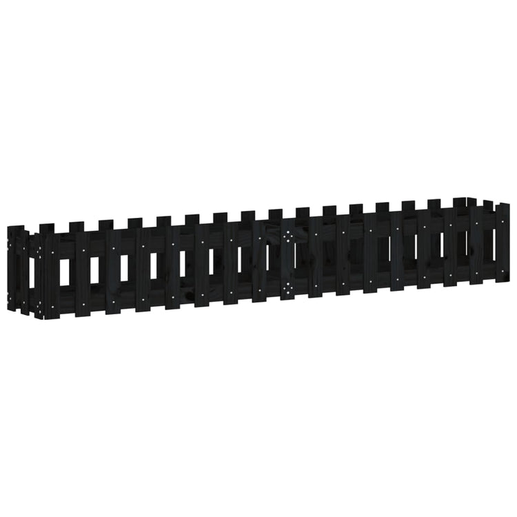 Vidaxl plantenbak verhoogd hekontwerp 200x30x30 cm grenenhout zwart