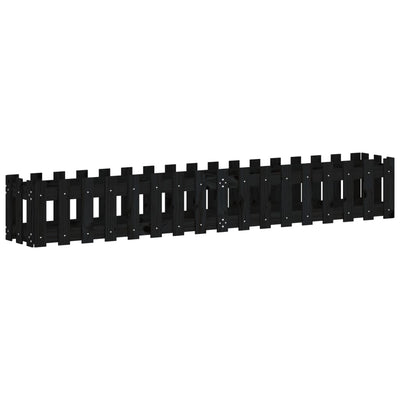Vidaxl plantenbak verhoogd hekontwerp 200x30x30 cm grenenhout zwart