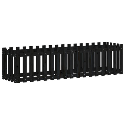 Vidaxl plantenbak verhoogd hekontwerp 200x50x50 cm grenenhout zwart