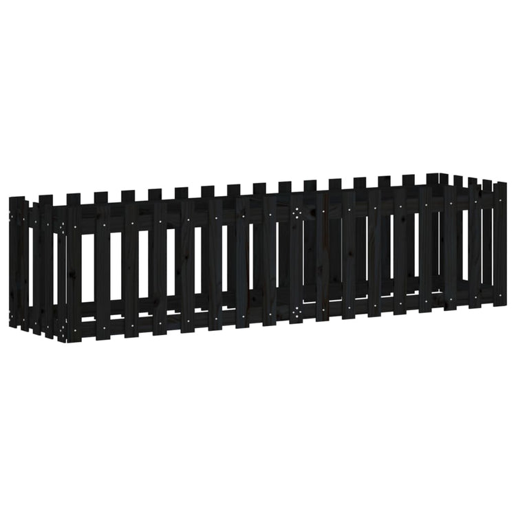 Vidaxl plantenbak verhoogd hekontwerp 200x50x50 cm grenenhout zwart