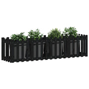 Vidaxl plantenbak verhoogd hekontwerp 200x50x50 cm grenenhout zwart - afbeelding 3