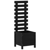 Vidaxl plantenbak met rek 39x39,5x114 cm massief grenenhout zwart - afbeelding 2