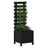 Vidaxl plantenbak met rek 39x39,5x114 cm massief grenenhout zwart - afbeelding 3