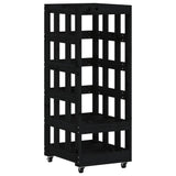 Vidaxl houtblokhouder met wielen 40x49x110 cm massief grenenhout zwart - afbeelding 2