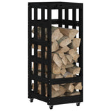 Vidaxl houtblokhouder met wielen 40x49x110 cm massief grenenhout zwart - afbeelding 3