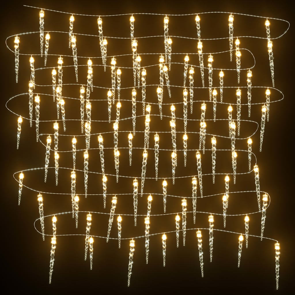 Vidaxl kerst ijspegellamp 100 led's warm wit 10 m acryl pvc
