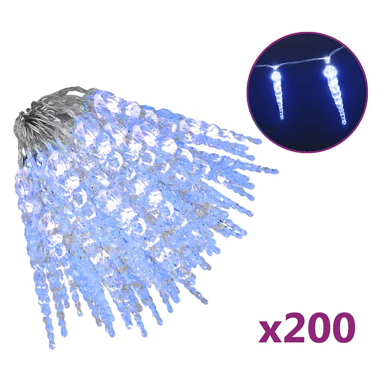 Vidaxl kerstverlichting ijspegels 200 blauwe led's 20 m acryl pvc