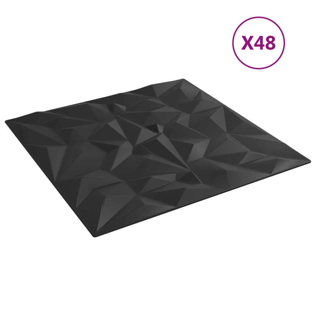 VidaXL 48 st Wandpanelen amethist 12 m² 50x50 cm XPS zwart