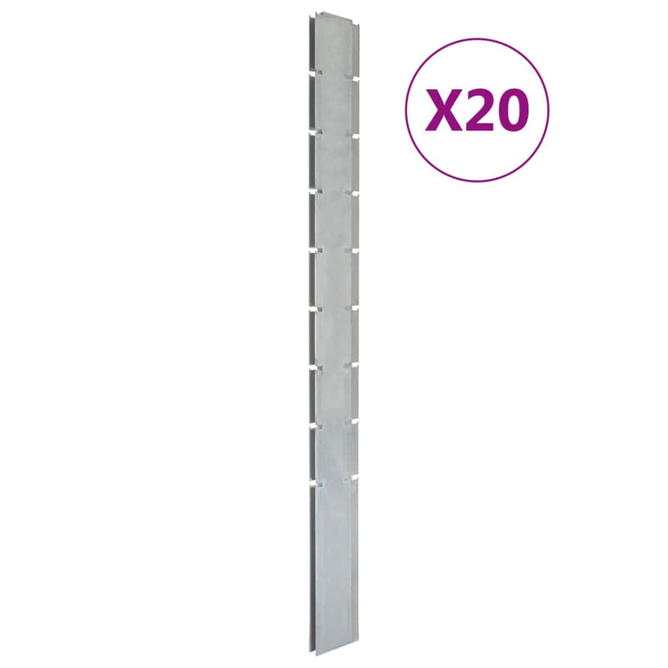 VidaXL Schuttingpalen 20 st 220 cm gegalvaniseerd staal zilverkleurig