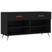 Vidaxl schoenenbank 102x35x55 cm bewerkt hout zwart - afbeelding 2