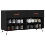 Vidaxl schoenenbank 102x35x55 cm bewerkt hout zwart - afbeelding 3