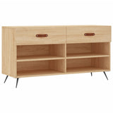 Vidaxl schoenenbank 102x35x55 cm bewerkt hout sonoma eikenkleurig - afbeelding 2