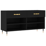 VidaXL Schoenenbank 102x35x55 cm bewerkt hout zwart - afbeelding 2
