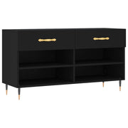 VidaXL Schoenenbank 102x35x55 cm bewerkt hout zwart - afbeelding 2