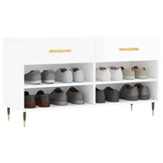 Vidaxl schoenenbank 102x35x55 cm bewerkt hout hoogglans wit - afbeelding 3