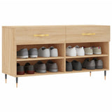 Vidaxl schoenenbank 102x35x55 cm bewerkt hout sonoma eikenkleurig - afbeelding 3