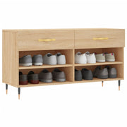 Vidaxl schoenenbank 102x35x55 cm bewerkt hout sonoma eikenkleurig - afbeelding 3