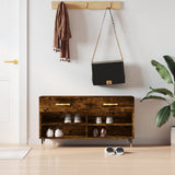 Vidaxl schoenenbank 102x35x55 cm bewerkt hout gerookt eikenkleurig - afbeelding 1