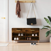 Vidaxl schoenenbank 102x35x55 cm bewerkt hout gerookt eikenkleurig - afbeelding 1