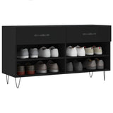 Vidaxl schoenenbank 102x35x55 cm bewerkt hout zwart - afbeelding 3