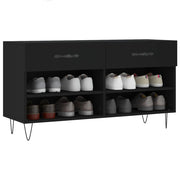Vidaxl schoenenbank 102x35x55 cm bewerkt hout zwart - afbeelding 3