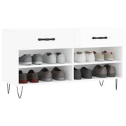 Vidaxl schoenenbank 102x35x55 cm bewerkt hout hoogglans wit - afbeelding 3