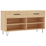 Vidaxl schoenenbank 102x35x55 cm bewerkt hout sonoma eikenkleurig - afbeelding 2