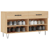 Vidaxl schoenenbank 102x35x55 cm bewerkt hout sonoma eikenkleurig - afbeelding 3