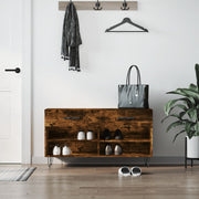 Vidaxl schoenenbank 102x35x55 cm bewerkt hout gerookt eikenkleurig - afbeelding 1