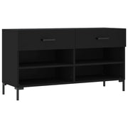 Vidaxl schoenenbank 102x35x55 cm bewerkt hout zwart - afbeelding 2