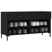 Vidaxl schoenenbank 102x35x55 cm bewerkt hout zwart - afbeelding 3