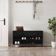 Vidaxl schoenenbank 102x35x55 cm bewerkt hout zwart - afbeelding 1