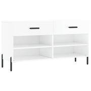 Vidaxl schoenenbank 102x35x55 cm bewerkt hout hoogglans wit - afbeelding 2