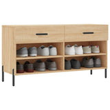 Vidaxl schoenenbank 102x35x55 cm bewerkt hout sonoma eikenkleurig - afbeelding 3