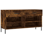Vidaxl schoenenbank 102x35x55 cm bewerkt hout gerookt eikenkleurig - afbeelding 2