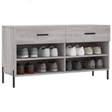 Vidaxl schoenenbank 102x35x55 cm bewerkt hout grijs sonoma eikenkleur - afbeelding 3