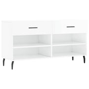 Vidaxl schoenenbank 102x35x55 cm bewerkt hout hoogglans wit - afbeelding 2
