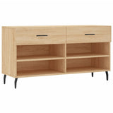 Vidaxl schoenenbank 102x35x55 cm bewerkt hout sonoma eikenkleurig - afbeelding 2