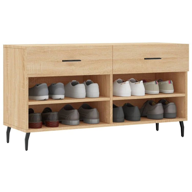 Vidaxl schoenenbank 102x35x55 cm bewerkt hout sonoma eikenkleurig