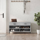 Vidaxl schoenenbank 102x35x55 cm bewerkt hout betongrijs - afbeelding 1