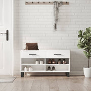 Vidaxl schoenenbank 102x35x55 cm bewerkt hout hoogglans wit - afbeelding 1