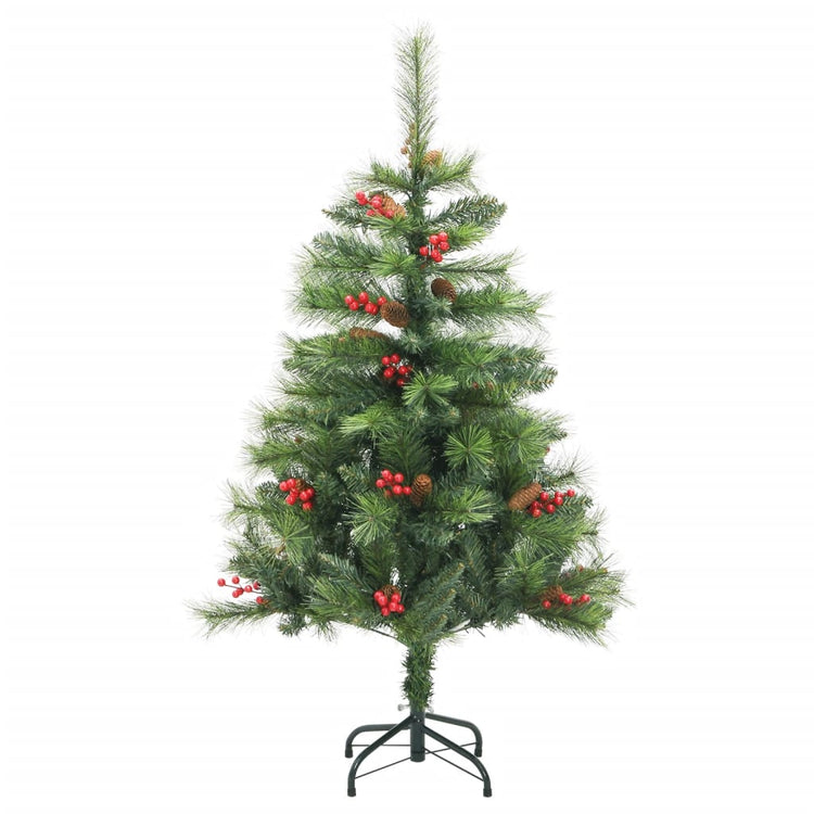 VidaXL Kunstkerstboom met scharnieren dennenappels en bessen 120 cm