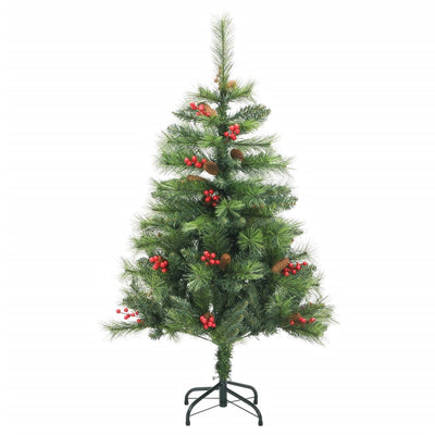 Vidaxl kunstkerstboom met scharnieren dennenappels en bessen 150 cm