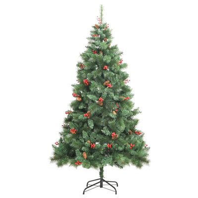 Vidaxl kunstkerstboom met scharnieren dennenappels en bessen 240 cm