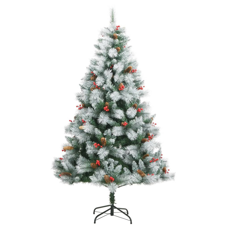 VidaXL Kunstkerstboom met scharnieren dennenappels en bessen 180 cm